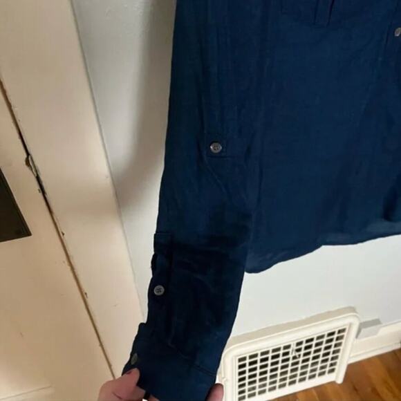 Joie Indigo Blue Roll Tab Popover Top - Picture 4 of 8